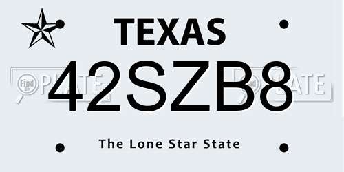 42SZB8 Texas License Plate