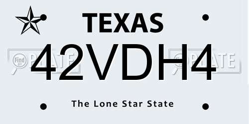 42VDH4 Texas License Plate