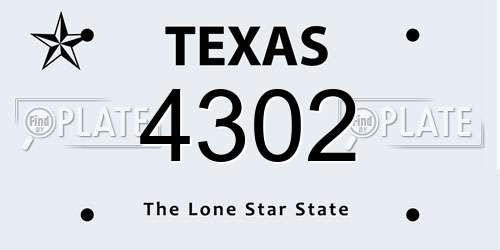4302 Texas License Plate