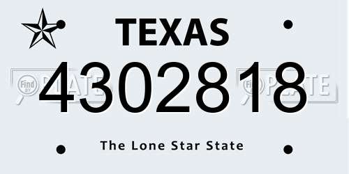 4302818 Texas License Plate