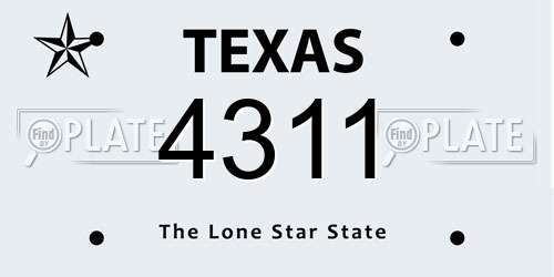 4311 Texas License Plate