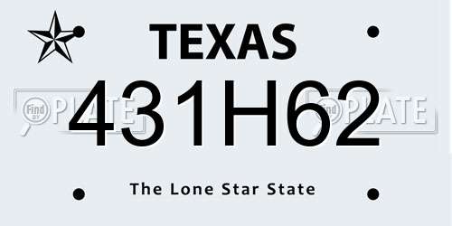 431H62 Texas License Plate