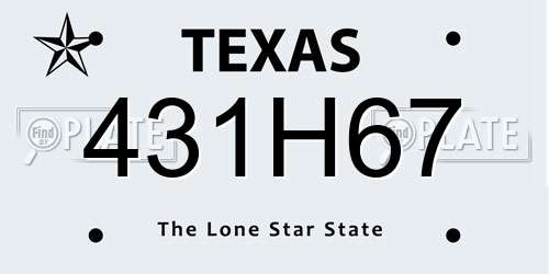 431H67 Texas License Plate