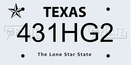 431HG2 Texas License Plate