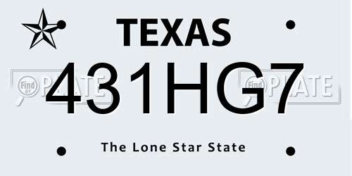431HG7 Texas License Plate