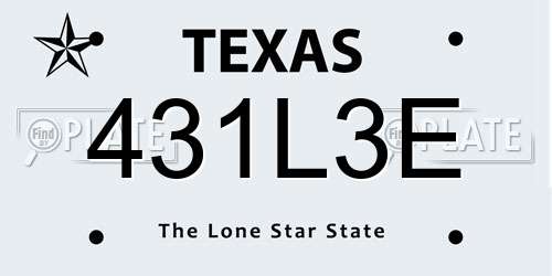 431L3E Texas License Plate