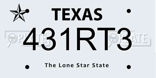 431RT3 Texas License Plate