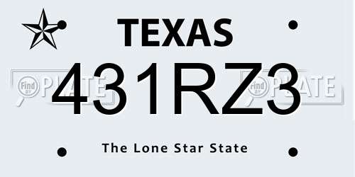 431RZ3 Texas License Plate