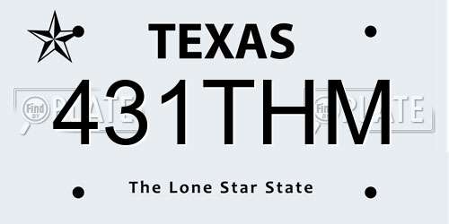 431THM Texas License Plate