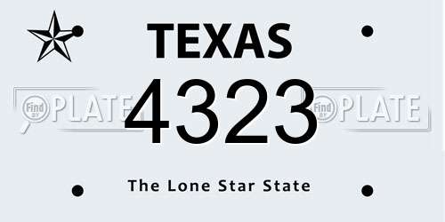 4323 Texas License Plate