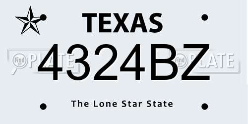 4324BZ Texas License Plate