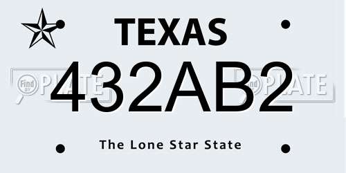 432AB2 Texas License Plate