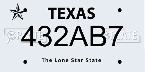 432AB7 Texas License Plate