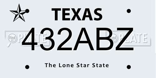 432ABZ Texas License Plate