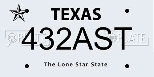 432AST Texas License Plate