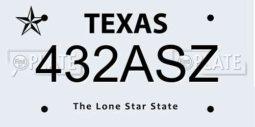 432ASZ Texas License Plate