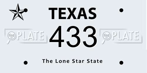 433 Texas License Plate