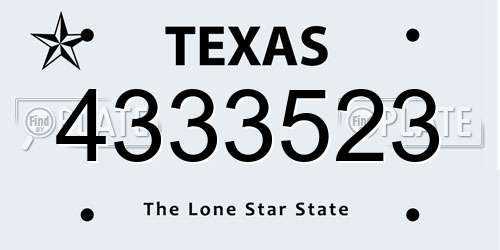 4333523 Texas License Plate