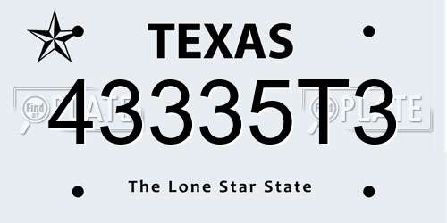 43335T3 Texas License Plate