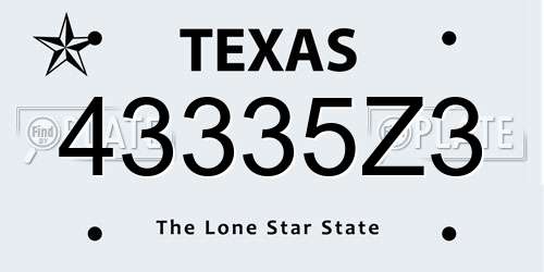 43335Z3 Texas License Plate