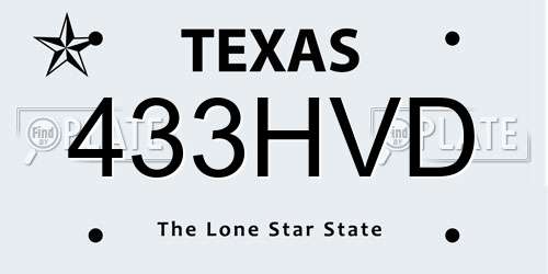 433HVD Texas License Plate