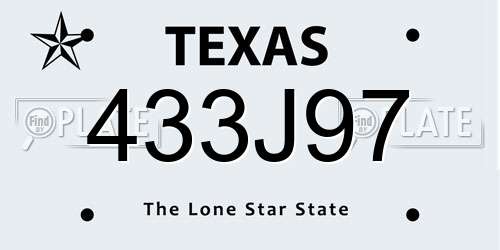 433J97 Texas License Plate