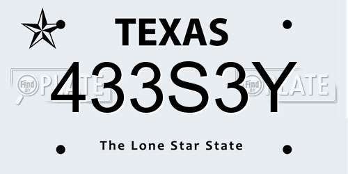 433S3Y Texas License Plate