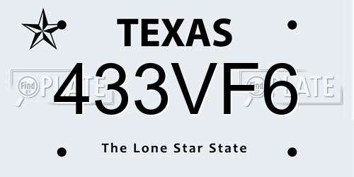 433VF6 Texas License Plate