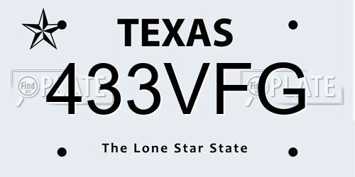 433VFG Texas License Plate