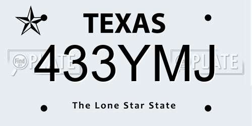 433YMJ Texas License Plate