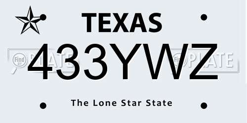 433YWZ Texas License Plate