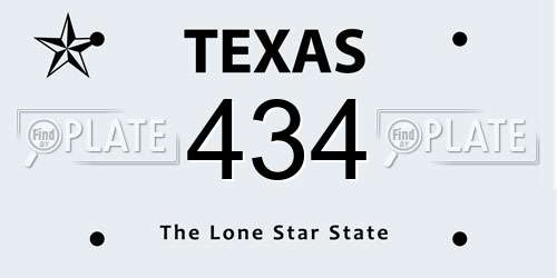 434 Texas License Plate