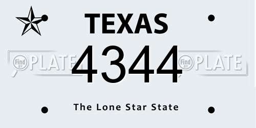 4344 Texas License Plate