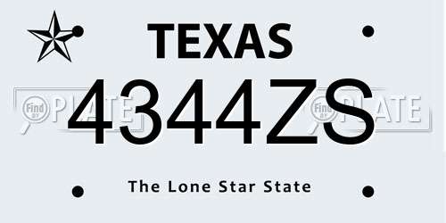 4344ZS Texas License Plate