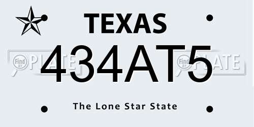 434AT5 Texas License Plate