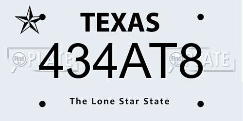 434AT8 Texas License Plate