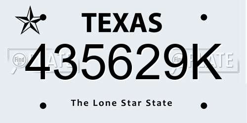 435629K Texas License Plate