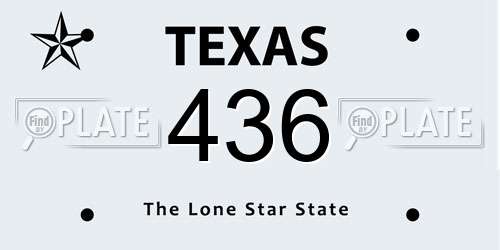 436 Texas License Plate