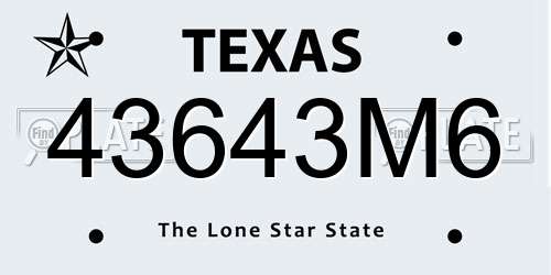 43643M6 Texas License Plate
