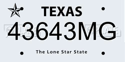43643MG Texas License Plate