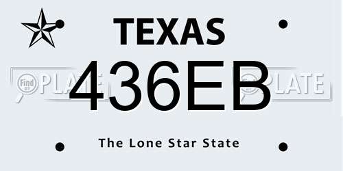 436EB Texas License Plate