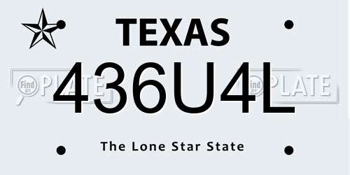 436U4L Texas License Plate