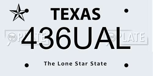 436UAL Texas License Plate