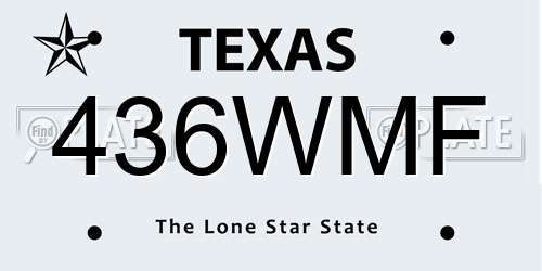 436WMF Texas License Plate