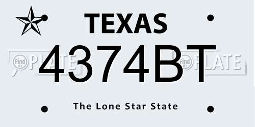 4374BT Texas License Plate