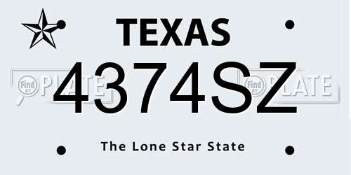 4374SZ Texas License Plate