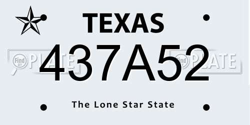 437A52 Texas License Plate