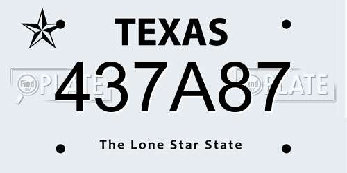 437A87 Texas License Plate