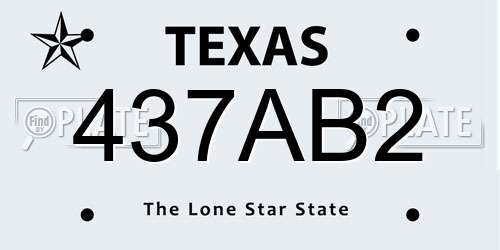 437AB2 Texas License Plate