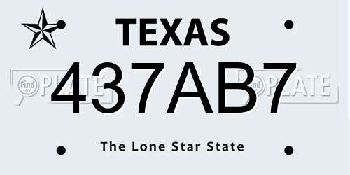 437AB7 Texas License Plate